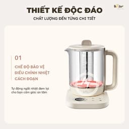 Máy Pha Trà BEAR SB-PT15K, Bình Thủy Tinh 1.5Lit - 1000w, 8 Chế Độ Nấu, Hàng Chính Hãng 4