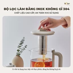 Máy Pha Trà BEAR SB-PT15K, Bình Thủy Tinh 1.5Lit - 1000w, 8 Chế Độ Nấu, Hàng Chính Hãng 6