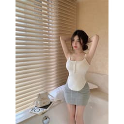 Áo Hai Dây Nữ 3 Cúc mới năm 2024 thiết kế vạt bầu xinh xắn m706, Áo tank top hở cổ đáy 5