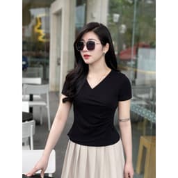 Áo Thun Nữ Cổ Tim Nhún Eo Evalover – Dáng Ôm Vải Cotton Nhật Mềm Mịn Co Giãn 4 Chiều 6