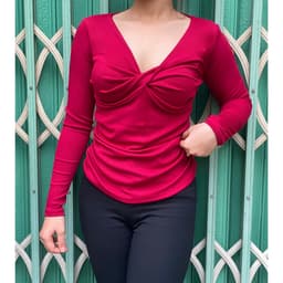 Áo Thun Tay Dài Nữ Bigsize Xoắn Trước LIMO Áo Thun Nữ Dài Tay 45-85Kg Ôm Body Dễ Thương MS085 Áo Kiểu Cổ V Xinh 6