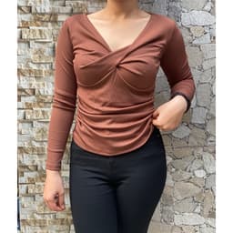 Áo Thun Tay Dài Nữ Bigsize Xoắn Trước LIMO Áo Thun Nữ Dài Tay 45-85Kg Ôm Body Dễ Thương MS085 Áo Kiểu Cổ V Xinh 7