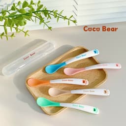 Thìa Ăn Dặm Cảm Biến Nhiệt Cocobear Kèm Hộp,Muỗng Ăn Dặm Mềm Có Báo Nóng An Toàn Cho Bé 4