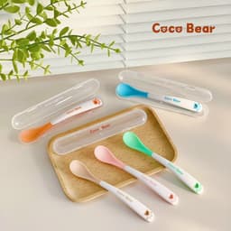 Thìa Ăn Dặm Cảm Biến Nhiệt Cocobear Kèm Hộp,Muỗng Ăn Dặm Mềm Có Báo Nóng An Toàn Cho Bé 5