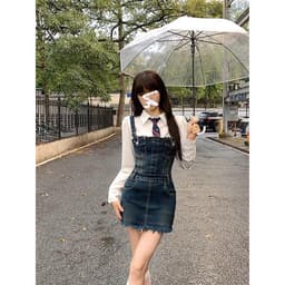 Váy bò yếm dáng ngắn, dài siêu xinh, yếm jeans hot hit có bigsize 1