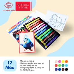Bút Sáp Màu Queen 12/18/24 Màu Cho Bé | Tô Mượt Đều Màu Ít Bụi | An Toàn Chuẩn Mỹ & EU Cho Bé! 3
