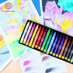 Bút Sáp Màu Queen 12/18/24 Màu Cho Bé | Tô Mượt Đều Màu Ít Bụi | An Toàn Chuẩn Mỹ & EU Cho Bé! 8
