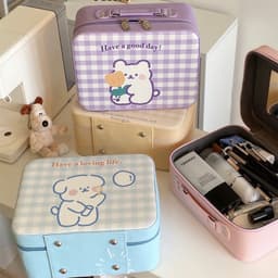 Túi cốp đựng đồ dùng mỹ phẩm hình thú cute có gương tiện lợi 1