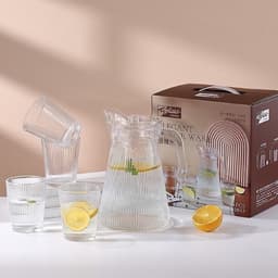 [ GiaDungQueHuong ] Bình Đựng Nước Thủy Tinh, Ca Nước Deli Kèm Cốc Uống Nước Cao Cấp Dung Tích 1,7L  M22 5
