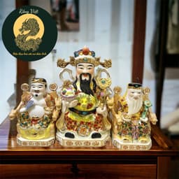 Tượng thần tài, thổ địa gấm đỏ RỒNG VIỆT, tượng thần phát gốm sứ cao cấp 1