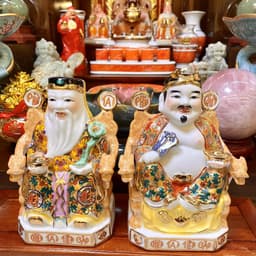 Tượng thần tài, thổ địa gấm đỏ RỒNG VIỆT, tượng thần phát gốm sứ cao cấp 2