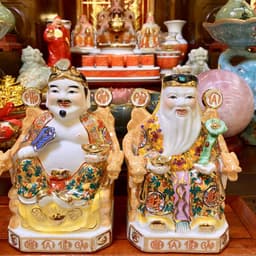 Tượng thần tài, thổ địa gấm đỏ RỒNG VIỆT, tượng thần phát gốm sứ cao cấp 3