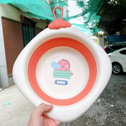 Thau/Chậu Rửa Mặt Gấp Gọn Silicon Hình Khủng Long Đáng Yêu, Tiện Dụng Cho Mẹ Và Bé 7