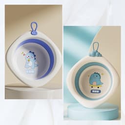 Thau/Chậu Rửa Mặt Gấp Gọn Silicon Hình Khủng Long Đáng Yêu, Tiện Dụng Cho Mẹ Và Bé 4