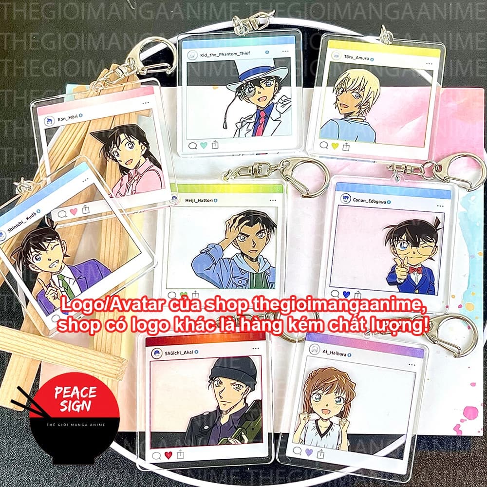 (Mua 1 tặng 1) Móc khóa DETECTIVE CONAN ver KHUNG INSTA - Thám Tử Lừng Danh mica trong acrylic anime độc đáo