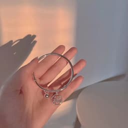 Vòng Tay Titan Nữ Hình Bướm Trái Tim Chữ Phúc - Lắc Tay Kiềng Cứng Thời Trang Thả Charm Điều Chỉnh Size 8