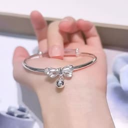 Vòng Tay Titan Nữ Hình Bướm Trái Tim Chữ Phúc - Lắc Tay Kiềng Cứng Thời Trang Thả Charm Điều Chỉnh Size 5