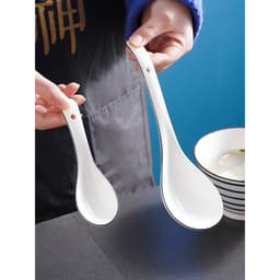 (SẴN) Muôi canh, thìa sứ kim cương trắng viền đen phong cách Bắc Âu - Muỗng vá sứ trắng cao cấp xuất khẩu 3