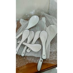 (SẴN) Muôi canh, thìa sứ kim cương trắng viền đen phong cách Bắc Âu - Muỗng vá sứ trắng cao cấp xuất khẩu 7