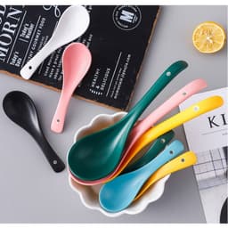 (SẴN) Muôi canh, thìa sứ kim cương trắng viền đen phong cách Bắc Âu - Muỗng vá sứ trắng cao cấp xuất khẩu 8