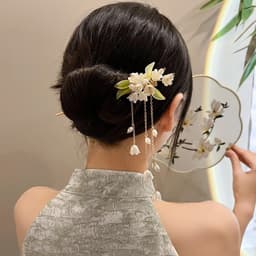 Trâm Cài Tóc Hoa Chuông Linh Lan - Trâm Thả 3 Tua Rua Cổ Phong Hán Phục Trung Hoa Cổ Trang Cosplay 6