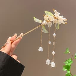 Trâm Cài Tóc Hoa Chuông Linh Lan - Trâm Thả 3 Tua Rua Cổ Phong Hán Phục Trung Hoa Cổ Trang Cosplay 5