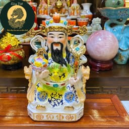 Tượng thần tài, thổ địa gấm xanh RỒNG VIỆT, tượng thần phát gốm sứ bát tràng cao cấp 9