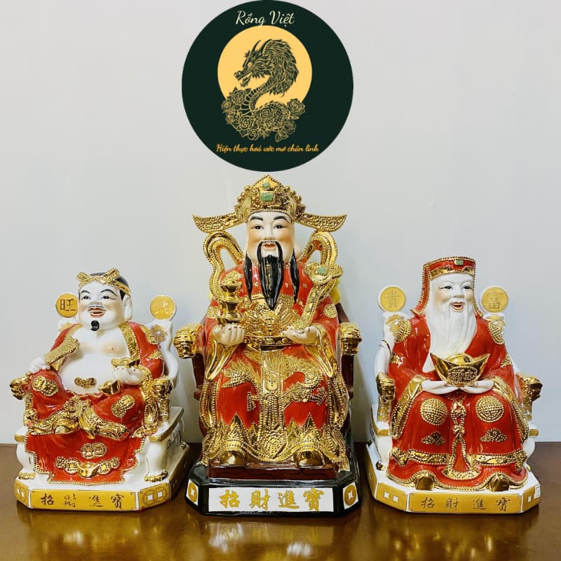 [HÀNG CAO CẤP] Tượng Thờ Thần Tài Thổ Địa RỒNG VIỆT, Ông Thần phát đỏ dát vàng kim cao cấp