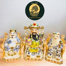 Tượng thần tài, thổ địa gấm xanh RỒNG VIỆT, tượng thần phát gốm sứ bát tràng cao cấp 1