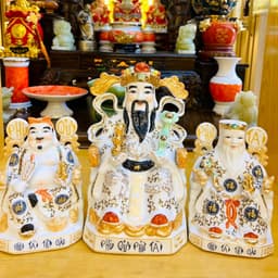 Tượng thần tài, thổ địa trắng gấm xanh RỒNG VIỆT, tượng thần phát gốm sứ bát tràng cao cấp 8