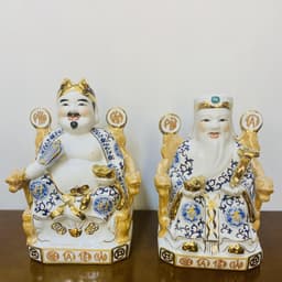 Tượng thần tài, thổ địa gấm xanh RỒNG VIỆT, tượng thần phát gốm sứ bát tràng cao cấp 3