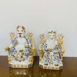 Tượng thần tài, thổ địa gấm xanh RỒNG VIỆT, tượng thần phát gốm sứ bát tràng cao cấp 4