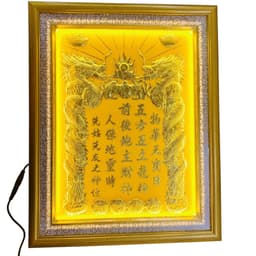 Bài vị thần tài thổ địa RỒNG VIỆT, bài vị dát vàng cao cấp có đèn, hoạ tiết rồng nổi trên nền nhung 3