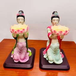 Cặp Tượng Tiên Nữ Dâng Đèn Rồng Việt với Cô Tiên Dâng Đèn Thần Tài – Chân Nến Tealight Cao Cấp. 5