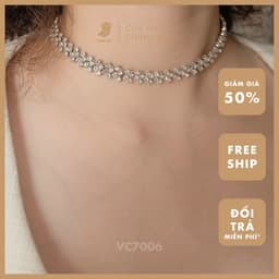 Dây Chuyền Choker Cổ Nữ NHÀ CÚ Bản Đính Đá Màu Bạc Nữ Tính 7006 3