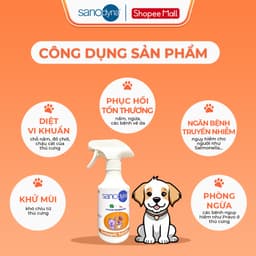 Xịt Khử Mùi, Vệ Sinh Thú Cưng Sanodyna Pet 300ml Diệt Khuẩn Đồ Chơi, Nước Tiểu, Chuồng Chó Mèo Chim 4