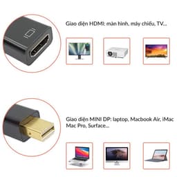 Cáp chuyển miniDP sang HDMI 1.8m độ phân giải 4K – Tương thích Macbook/Laptop/PC 7