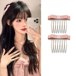 Kẹp Xược tóc, lược cài tóc tạo kiểu đính nơ nhiều màu, set 2 kẹp xược tóc mái, nhatle.shopsi 6