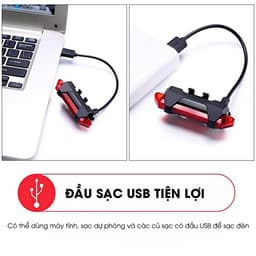 Đèn xe đạp hậu LED thể thao, đèn hậu xe đạp siêu sáng, 3-5h liên tục, chống nước, sạc USB - DH01 5