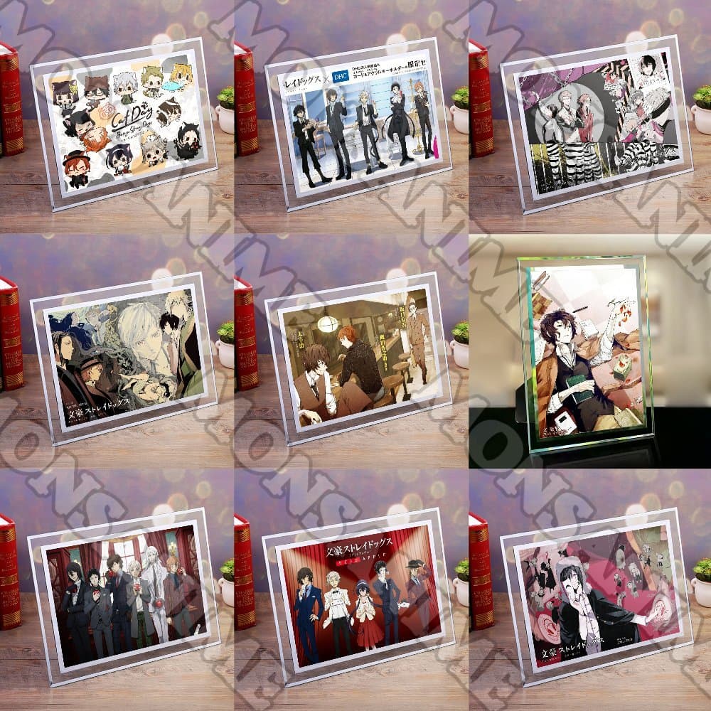 (Kèm ảnh) Khung kính BUNGOU STRAY DOGS Văn hào lưu lạc in hình anime chibi trang trí để bàn 2 size
