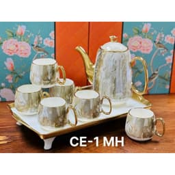 Bộ Ấm Chén gốm sứ men cầu vồng cực sang trọng trang trí Tết Huydecor 2