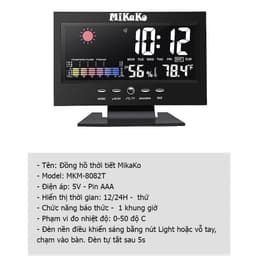Đồng Hồ Thời Tiết MiKako Cảm Ứng Âm Thanh - Đồng Hồ Báo Thức Sang Trọng Cho Bàn Làm Việc 8