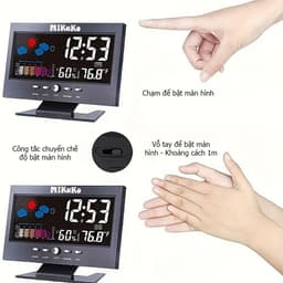 Đồng Hồ Thời Tiết MiKako Cảm Ứng Âm Thanh - Đồng Hồ Báo Thức Sang Trọng Cho Bàn Làm Việc 4