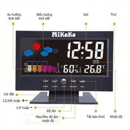 Đồng Hồ Thời Tiết MiKako Cảm Ứng Âm Thanh - Đồng Hồ Báo Thức Sang Trọng Cho Bàn Làm Việc 9