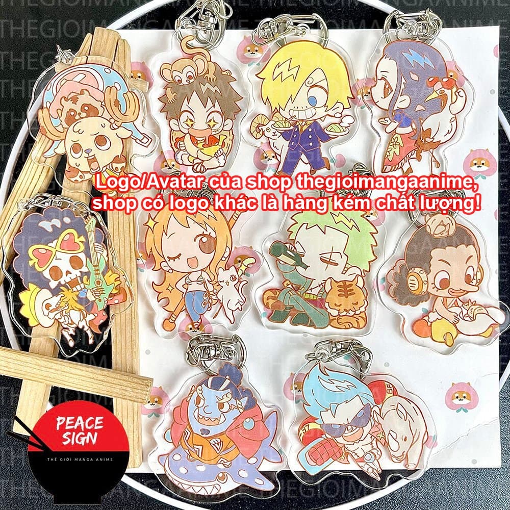 (mua 1 tặng 1) Móc khóa ONE PIECE ĐẢO HẢI TẶC ver ĐỘNG VẬT in hình anime chibi mica trong acrylic dễ thương