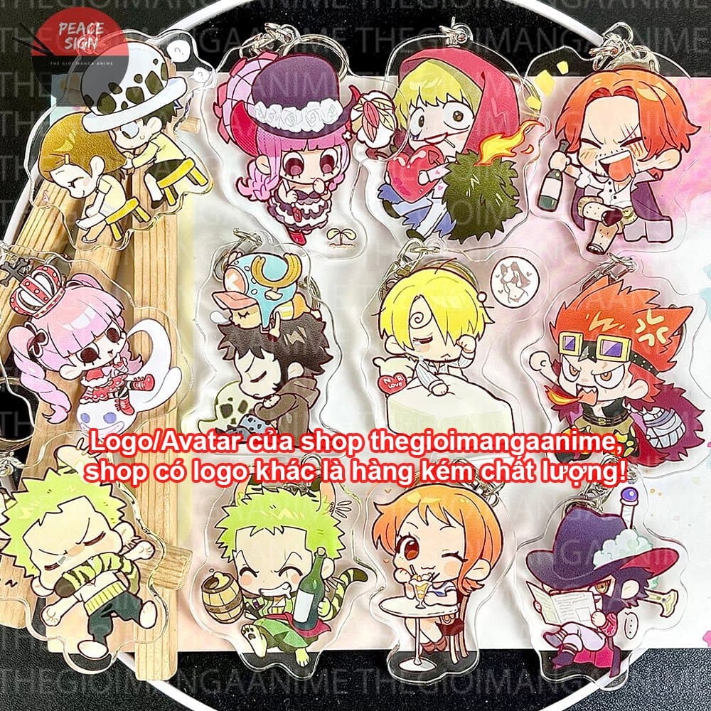 (Mua 1 tặng 1) Móc khóa ONE PIECE ĐẢO HẢI TẶC ver HOẠT ĐỘNG in hình anime chibi mica trong acrylic dễ thương