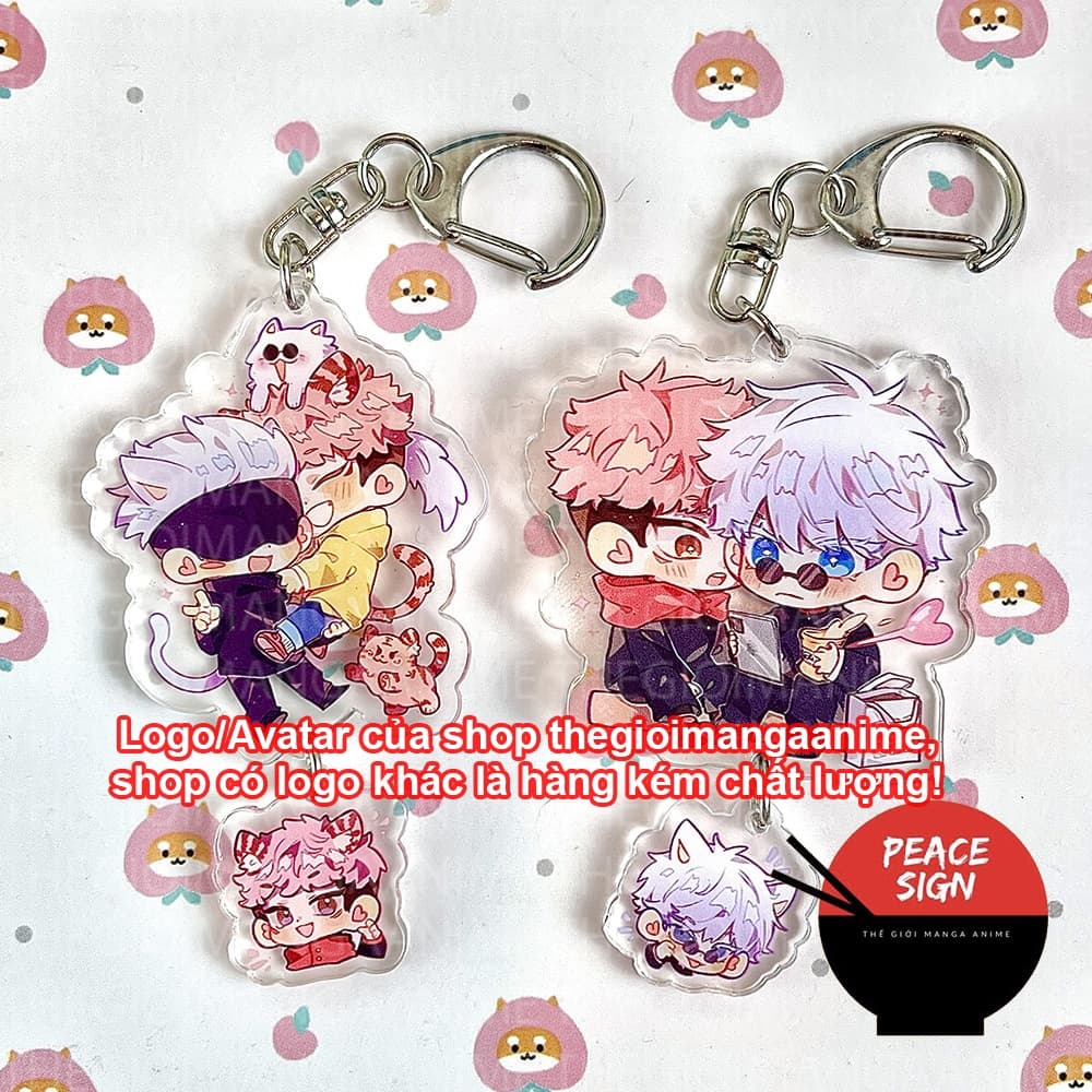 (mua 1 tặng 1) (GOJO X YUJI ) Móc khóa JUJUTSU KAISEN anime chibi mica trong acrylic Chú Thuật Hồi Chiến