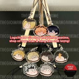 (mua 1 tặng 1) Móc dây treo điện thoại HAIKYUU! ver FACE CHIBI hình in 2 mặt 1