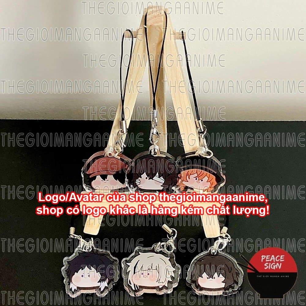 (mua 1 tặng 1) Móc dây treo điện thoại Bungou Stray Dogs ver FACE CHIBI chibi mica móc khóa anime Văn Hào Lưu Lạc