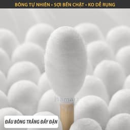 Hộp 500 Tăm Bông Thân Gỗ Tre Ngoáy Tai Người Lớn 2 Đầu Vệ Sinh Tai Đa Năng An Toàn Tiện Lợi 9